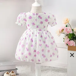 PURNKAMAAY TRENDZ Floral Print Flutter Sleeve Fit & Flare Dress image 2