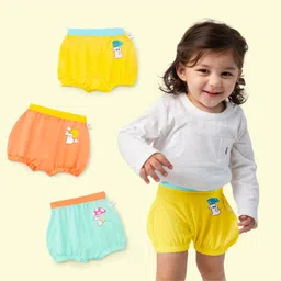 SuperBottoms Pack of 3 Bamboo Bunny Printed Super Soft Bloomers - Yellow Orange & Blue-image-96
