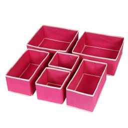 House Of Quirk Foldable Cloth Storage Box Closet Dresser Drawer Organizer Cube Basket Bins Containers Divider With Drawers For Underwear Bras Socks Set Of 6 Dark Pink -Non-Woven-picture-26