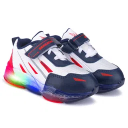 BERSACHE Colour Blocked & Mesh Detailed Velcro Closure LED Shoes - Blue-picture-25