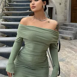 LULU & SKY Women Off-Shoulder Ruched Bodycon Mini Dress-picture-16