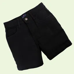 Kiddopanti Pack Of 3 Solid & Mild Washed Shorts - Black & Blue image 3