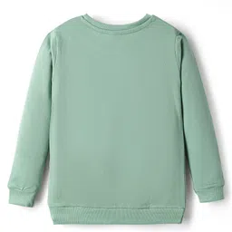 Tango Looper Knit Full Sleeves Winter T-Shirt With Floral Print - Mint image 2