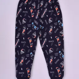 Kiwi Pack Of 2 100% Cotton All Over Sea Anchors & Skate Boards Printed Lounge Pants With Ribbed Bottoms - Blue & Orange image 4