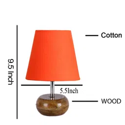Devansh Cotton Round Brown Small Natural Table Lamp - Orange image 3