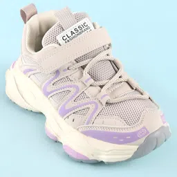 KIDLINGSS Mesh Detailed & Abstract Designed WIth Velcro Closure Sneakers - Purple image 4