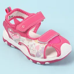 Cute Walk by Babyhug Velcro Closure Sandals with Hearts Glitter Print - Fuchsia image 3