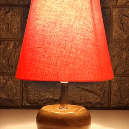 Devansh Cotton Round Brown Small Natural Table Lamp - Orange image 4