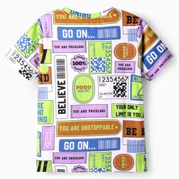 OLLINGTON ST. Cotton Half Sleeves Text Printed T-Shirt & Knit Joggers Set - Multicolor & Light Brown image 4