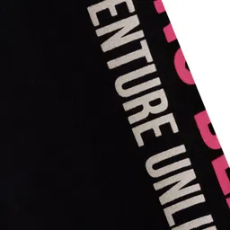 Pine Kids Cotton Lycra Knit Full Length Leggings With Text Print - Black image 4