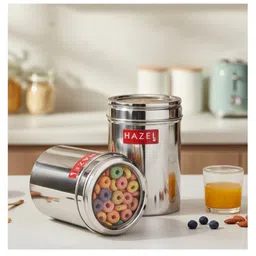 HAZEL Stainless Steel Kitchen Container with Transparent Lid Top See Through Kitchen Container Set with Matt Finish Multipurpose Container for Kitchen Storage Set of 2 Silver - 800 ml image 5