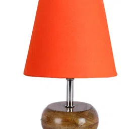Devansh Cotton Round Brown Small Natural Table Lamp - Orange image 5