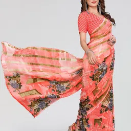 Moda Rapido Women Floral Printed Poly Georgette Saree image 5