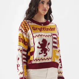 The Souled Store Maroon & White Printed Sweater image 3