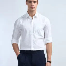 Arrow White Cotton Slim Fit Self Pattern Shirt-picture-10