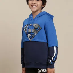 Kidsville Superman Printed Multicolor Hoodie For Boys image 3