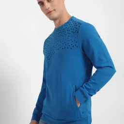 Allen Solly Blue Cotton Regular Fit Printed Sweatshirt image 3