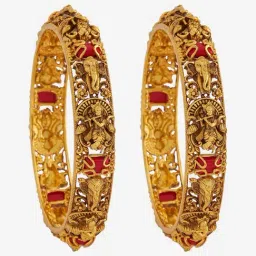 Kushal's Fashion Jewellery Coral Gold Polished Antique Bangle for Women image 2