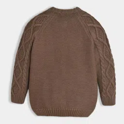 MiArcus Unisex Brown Self Design Full Sleeves Cardigan image 3