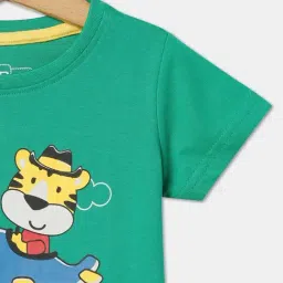 R&B Kids Green Graphic Print Short Sleeves Regular Fit Regular Fit T-Shirt image 3