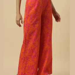 Allen Solly Orange Cotton Print Regular Fit Casualtrousers image 3