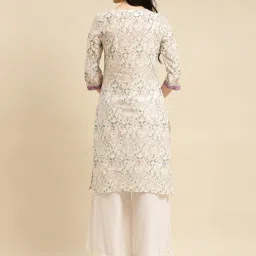 Rangita Off-White & Pink Cotton Floral Print Straight Kurta - Pack OF 2 image 3