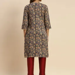 Rangita Navy & Off-White Floral Print Straight Kurta - Pack OF 2 image 3