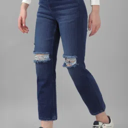 Allen Solly Blue Cotton Distressed Mid Rise Jeans image 3