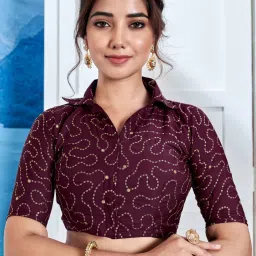 Saree Mall Purple Printed Saree With Unstitched Blouse image 3