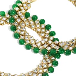 Zaveri Pearls Kundan & Green Beads Traditional Payal-ZPFK9158 image 3