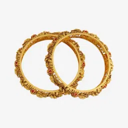 Kushal's Fashion Jewellery Coral Gold Polished Antique Bangle for Women image 4