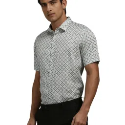 Louis Philippe White Cotton Slim Fit Printed Shirt image 3