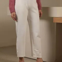 SALT Attire White Plain Trousers image 3