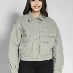 American Eagle Outfitters Green Cotton Quilted Jacket-picture-34