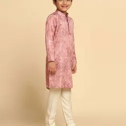 KISAH Kids Pink Embroidered Full Sleeves Kurta image 3