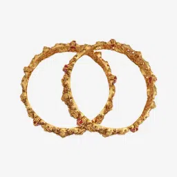 Kushal's Fashion Jewellery Coral Gold Polished Antique Bangle for Women image 4