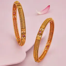 Kushal's Fashion Jewellery Ruby Gold Polished Antique Bangle for Women-picture-28