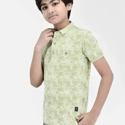 Crimsoune Club Kids Green Printed Polo T-Shirt image 3