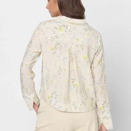 Vero Moda Off White Viscose Floral Print Crop Shirt image 3