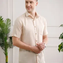THE FORMAL CLUB Sand Regular Fit Plain Shirt image 3
