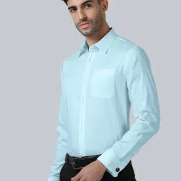 THE FORMAL CLUB Sky Blue Regular Fit Plain Shirt image 3