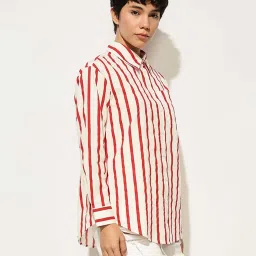 Only Red Cotton Stripes Shirt image 3
