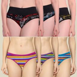 AROUSY Pink & Blue Printed Bikini Panties - Pack Of 6-picture-4