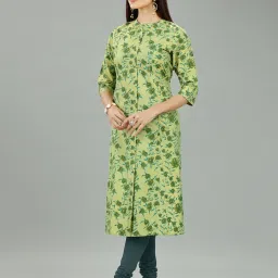 Cotton Culture Green Printed A Line Rayon Kurta image 3