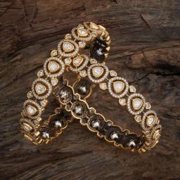 Kushal's Fashion Jewellery White Victorian Polished Kundan Bangle for Women-picture-7