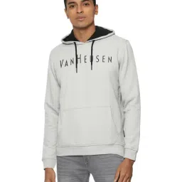 Van Heusen Light Grey Regular Fit Logo Printed Hooded Sweatshirt-picture-27