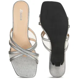 Bata Women's REXE Silver Cross Strap Sandals image 3