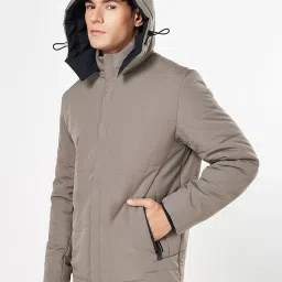 Sf Jeans By Pantaloons Beige Regular Fit Hooded Jacket image 3