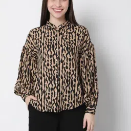 Vero Moda Brown & Black Printed Shirt-image-76