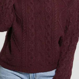 Guess Wine Self Full Sleeves Sweater image 3